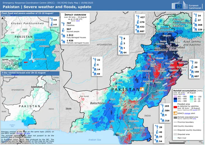Pakistan geographic map floods flow