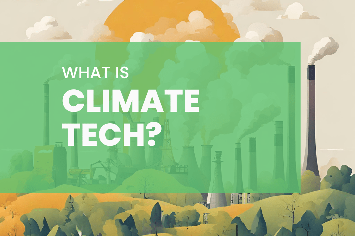 An infographic style image showing renewable energy, sustainable farming, water from air technology, and AI monitoring systems combating Climate change.