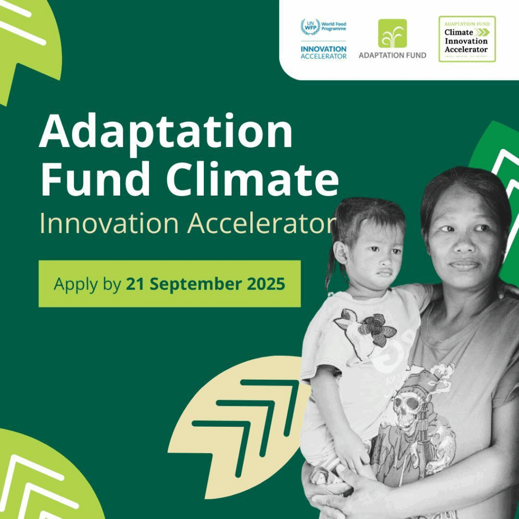WFP Innovation Accelerator logo with Adaptation Fund branding