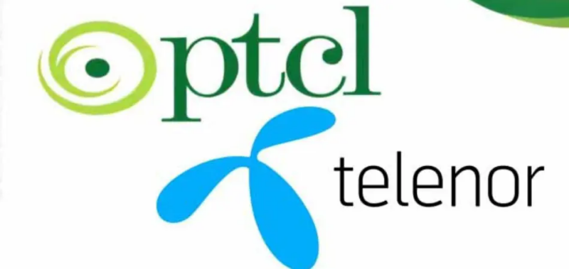 Minimal illustration showing PTCL and Telenor represented as merging network towers, symbolizing telecom consolidation and the future of Pakistan’s digital infrastructure